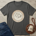 Charcoal grey Gildan Softstyle® t-shirt with "Aged To Perfection, Respect The Elders" dog design.