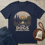 Navy blue Gildan Softstyle® 64000 t-shirt with "I Like Dogs And Maybe 3 People" graphic.