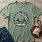 Sage green Gildan Softstyle® t-shirt with "Second Chance Rescue League" dog and forest graphic.