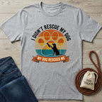 Heather grey Gildan Softstyle® 64000 t-shirt with "My Dog Rescued Me" graphic and a black dog silhouette.