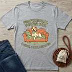 Light grey Gildan Softstyle® t-shirt with "Professional Foster Fail" dog on couch graphic.