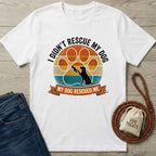White Gildan Softstyle® 64000 t-shirt with "My Dog Rescued Me" paw print graphic.